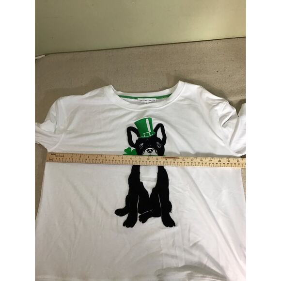 Jane & Delancey Women French Bulldog Shamrock Soft Sweatshirt  Sz.Vary White NWT - Picture 5 of 10